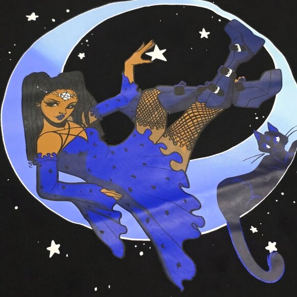 Grave Girls Witch Moon Tank – Black Lace Trim Spaghetti Strap Top | Deadstock S - Picture 6 of 7